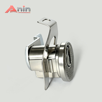 Serrure à came en laiton et alliage de zinc de haute qualité, design moderne, 15 mm de profondeur, finition barillet, pour armoire de cuisine, 2 clés, marque Anin