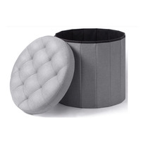 Meilleure vente Pouf de rangement rond pliant Pouf en Polyester avec boutons