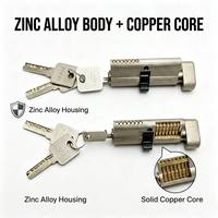 Cerradura de Cilindro Wellone Euro Profile de 70 mm, Carcasa de Aleación de Zinc, Núcleo de Latón Niquelado, Grado 2 ANSI, 3 Llaves de Latón - Precio Económico