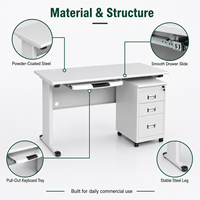 Bureau d'ordinateur multifonctionnel en métal au design minimaliste et moderne pour usage commercial, idéal pour les écoles et les immeubles de bureaux