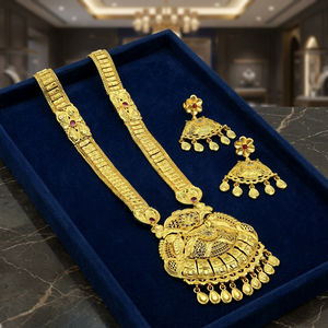 Juego de Joyería de Moda con Collares Largos de Latón con Relleno de Oro de 14K, 18K, 24K y Piedras AD, Diseño Tradicional, Venta al por Mayor - Product Image 2