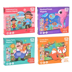 Huiye 12 Karten Magnetic Toy Pair Der Hintergrund mit Wald Geschichte Magnetic Puzzle für Kinder