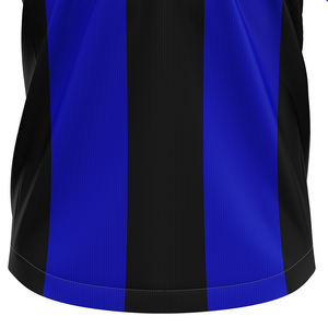 Camiseta de fútbol de otoño para hombre con diseño de rayas verticales negras y azules, 100% poliéster, cuello en V, manga larga, fútbol a prueba de viento con estilo maduro - Product Image 5