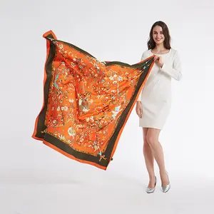 twill silk square scarf women 5 pattern colors real silk Fashion Flower and Bird silk scarf