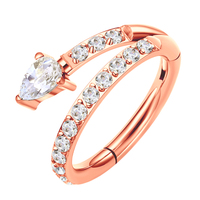 Métal éternel ASTM F136 titane délicat Unique segment articulé serpent forme Clicker avec 5A clair Zircon Piercing bijoux