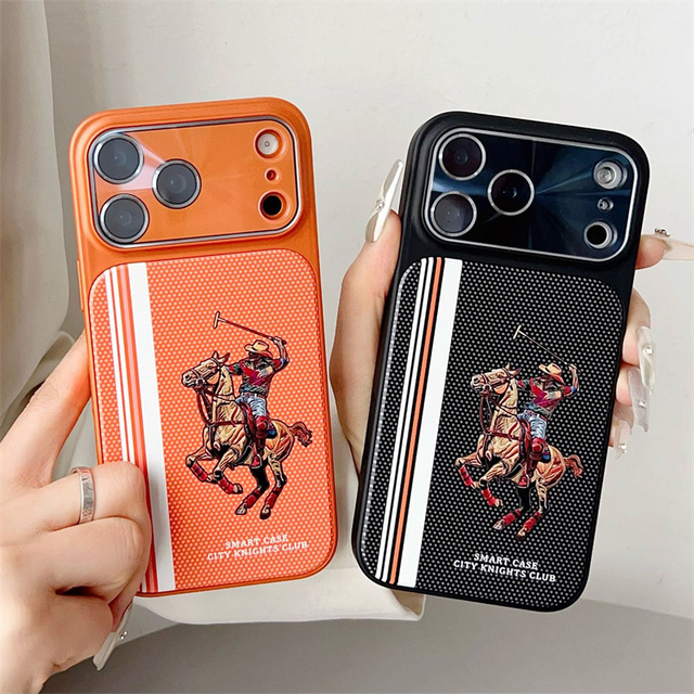 City Knights Club Magnetic Leather PC Mobile Phone case for iPhone 17 Air 16 Pro Max Lens Glass Brand Polo PU Top Back Tpu Cover