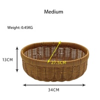 PENG YE PC Set Keranjang Buah Multifungsi Anyaman 3 Susun Gaya Rotan Pengatur Penyimpanan Buah dan Sayuran untuk Meja Dapur