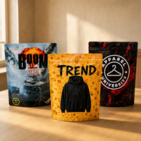 Sacs d'emballage pour vêtements, sacs d'emballage personnalisés pour vêtements, pochette transparente refermable avec fermeture éclair pour t-shirt, chapeau et chaussettes, vente en gros, faible MOQ