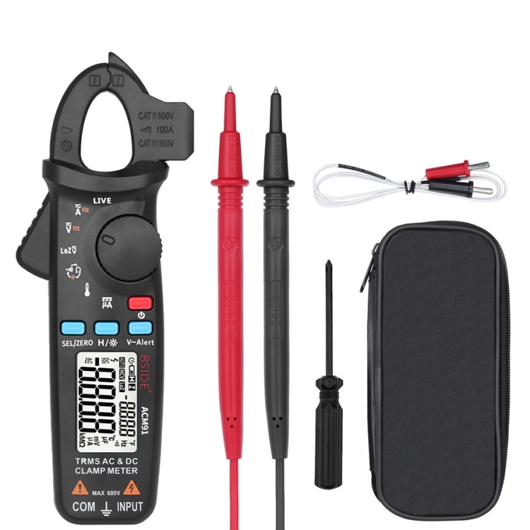 BSIDE ACM91 Digital Clamp Meter AC/DC Current 1mA True RMS Auto Range Capacitor Tester Multimeter