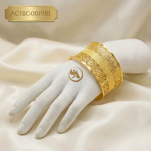 Nuevo Diseño, Brazalete Geométrico Ancho Chapado en Oro con Filigrana para Mujeres Africanas, Joyería de Boda - Product Image 1