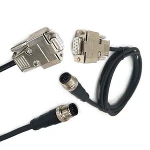 Conector hembra RS232 DB9 a IP67, tipo sobre moldeado M12, cable ensamblado impermeable de 8 pines