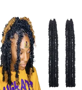 Obral besar 24'36inci rambut kepang terlilit pra-pilin Ombre dua nada rambut sintetis rajutan meches kepang Afrika