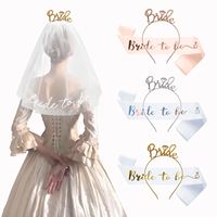 Ensemble ceinture et voile de mariée avec diadème en cristal et tissu satiné doux pour kit de décoration de mariage et enterrement de vie de jeune fille