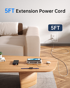Magnetic Wireless Charger with 3 USB-A and 3 USB-C <b>Ports</b> Fast Charging for Smart Watch and 15W wireless Output Plastic <b>White</b> - Product Image 6