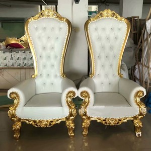 Silla de Trono Real Antigua para Rey y Reina, Estructura de Madera Maciza con Respaldo Alto, Asiento de Lujo para Ceremonias de Boda, Banquetes y Eventos al Aire Libre - Product Image 1