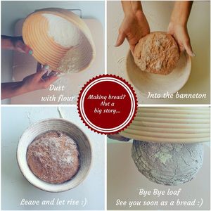 Ensemble de paniers à pain rond Banneton \ u2013 bol à pâte brotform en rotin fait à la main avec doublure en tissu, outils au levain cuisson Sup - Product Image 4