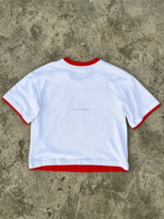 T-shirt Homme Vintage Style Y2K Coupe Oversize Col Uni Manches Courtes Logo Personnalisé Lavage Acide Tissu Tricoté 100% Coton