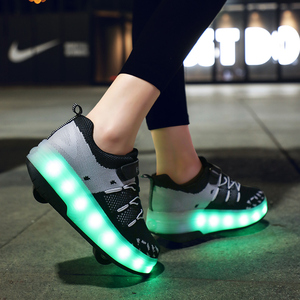 Chaussures pour enfants avec roulettes, lumières LED, dessus en mesh brillant, semelle en caoutchouc, cadeau simple pour garçons et filles - Product Image 6