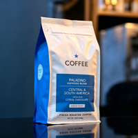 Sacs d'emballage pour café en poudre à fond plat en papier kraft, plastique et aluminium, personnalisables, 250g 8oz, avec valve et fermeture éclair, 200g