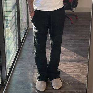 Pantalon évasé en mohair personnalisé OEM, unisexe, avec cordon de serrage, streetwear long, pantalon de survêtement évasé de haute qualité, pantalon en mohair pour homme - Product Image 2