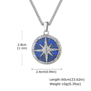 XR Wholesale Stainless Steel Hiphop Pendant <b>Necklace</b> Octagonal Star Tiger Eye Stone for Men's Party Gifts Fashion Jewelry - Product Image 5