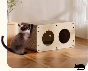 Ağır Hizmet Tipi Oluklu Kedi Tırmalama Evi - Çift Katmanlı Kalınlaştırılmış, Tüy Dökmez Kedi Yatağı ve Tırmalama Oyuncağı - Product Image 4