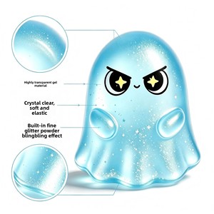 Squishies fantômes scintillants d'Halloween en caoutchouc thermoplastique transparent, petits fantômes anti-stress en cristal, vente en gros - Product Image 2