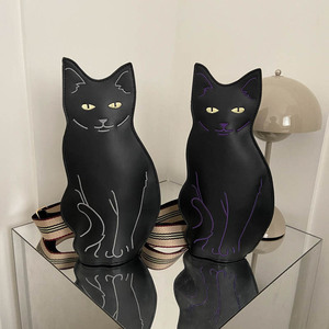 Sac bandoulière personnalisé en forme de chat noir, sac à main fantaisie en cuir PU brodé pour femmes - Product Image 6