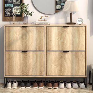 Cross-border modern minimalist style integrated <b>wall</b>-mounted <b>shoe</b> cabinet with high-end feel and large capacity for home use, - Product Image 1