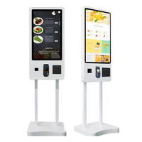 Mcdonalds KFC Wifi 32 pouces Machine de commande automatique à montage mural Machine à billets automatique avec POS et imprimante de billets