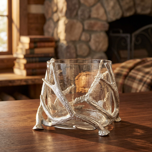 Support de bougie cylindrique en métal durable, motif bois de cerf argenté, pour décoration d'intérieur et rituels - Product Image 6