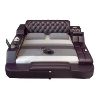 Italian King Size Bed Wood Multi-Function Storage European Style Postmodern Luxurious Bedroom