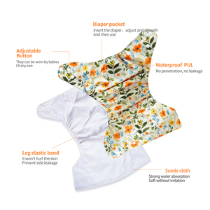Pañal de Tela para Bebé Elinfant, Nuevo, Impermeable, de Gamuza, Reutilizable, Anti-Fugas, Superficie Seca Absorbente, Estampado, 3-15 kg - Product Image 2