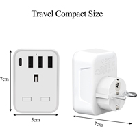 Adaptateur de prise UK vers Europe, adaptateur de voyage avec mise à la terre, 3 ports USB-A, 1 port USB-C, 16A SDK pour l'Europe (Allemagne/France)