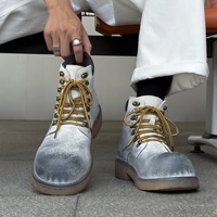 Bottes Martin pour hommes, bottines à semelle épaisse de style britannique, vert blanc-J, style 43120