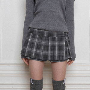 <b>Women</b> British Preppy Plaid Mini Skirt <b>Skort</b> With Built In Shorts Side Slit Vintage School Style Spring Fall Casual Outfit - Product Image 2