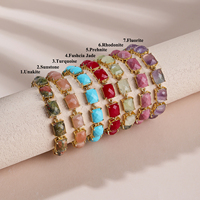 Pulsera de Cristal Natural Curativo al por Mayor, Pulsera de Eslabones con Marco Dorado y Piedras Preciosas Facetadas Rectangulares, Joyería para Mujer, Regalos para Fiestas