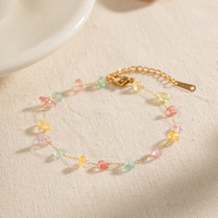 Collier bohème en perles de pierres colorées, chaîne en acier inoxydable plaqué or 18 carats, bracelets, ensemble de bijoux de plage pour femmes