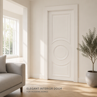Porte intérieure peinte en blanc crème, design incurvé, panneau central rond, panneaux supérieurs et inférieurs encastrés, élégante, moderne, taille personnalisée