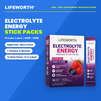 LIFEWORTH Electrolitos en Polvo Sin Azúcar, 7 Vitaminas y Minerales, Apoyo al Metabolismo