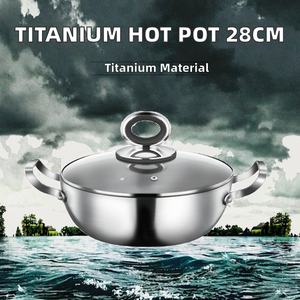 Olla China de Titanio Puro de 28/30 cm, Olla para Sopa de Gran Capacidad con Doble Asa, Antiadherente, Apta para Lavavajillas, con Tapa de Vidrio - Product Image 2