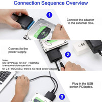 Super Speed USB 3,0 a 2,5 "3,5'' HDD SSD Cable adaptador de disco duro con indicador LED