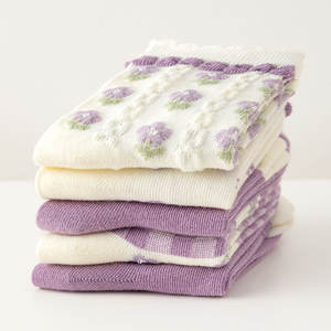 कारखाने की बिक्री कस्टम बच्चों के बैंगनी कपास के मोजे, उच्च टखने की विशेषता के साथ - Product Image 5