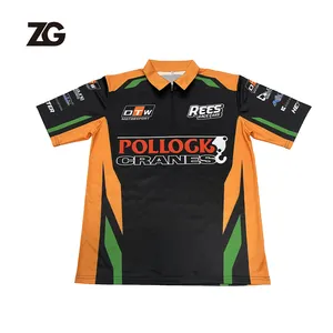 Custom Sublimation Quick Dry Motorcycle & Auto Racing Wear 100% Polyester Men's Pit Crew Racing Shirt