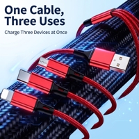 Kabel Data Pengisian Daya 4 in 1 Nylon Braided Micro Type-C L Multi Interface untuk Ponsel Tablet Perjalanan Kantor Rumah Grosir