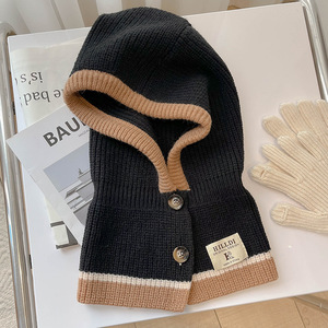 2024 chaud anneau écharpe cagoule chapeau femmes hiver tricoté casquette pull dame laine fil bonnet extérieur Snood col silencieux casquette - Product Image 5