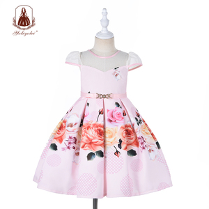 La ropa de los niños de 5 a 9 años Semi-perspectiva superior avión manga de <span class=keywords><strong>moda</strong></span> patrón Floral de La Flor de las niñas vestido - Product Image 1