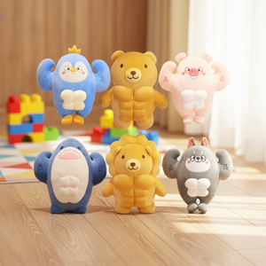 Jouets en peluche créatifs Lion, Ours, Cochon, Pingouin, Poussin, Husky, en coton PP, matériau en peluche courte, 31cm-50cm - Product Image 5