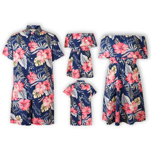 Tenues assorties pour la <span class=keywords><strong>famille</strong></span> Hawaï Ensemble chemise et robe florale parent-enfant pour maman papa garçon fille <span class=keywords><strong>Vacances</strong></span> à la plage Voyage Resort Vêtements - Product Image 6