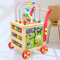 Jouets en bois pour bébé, chariot de marche multifonctionnel, cube d'activités avec musique, jouets éducatifs pour l'apprentissage des enfants
